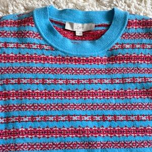 LOFT womens  Blue and Red Patterned Sweater NWOT size S